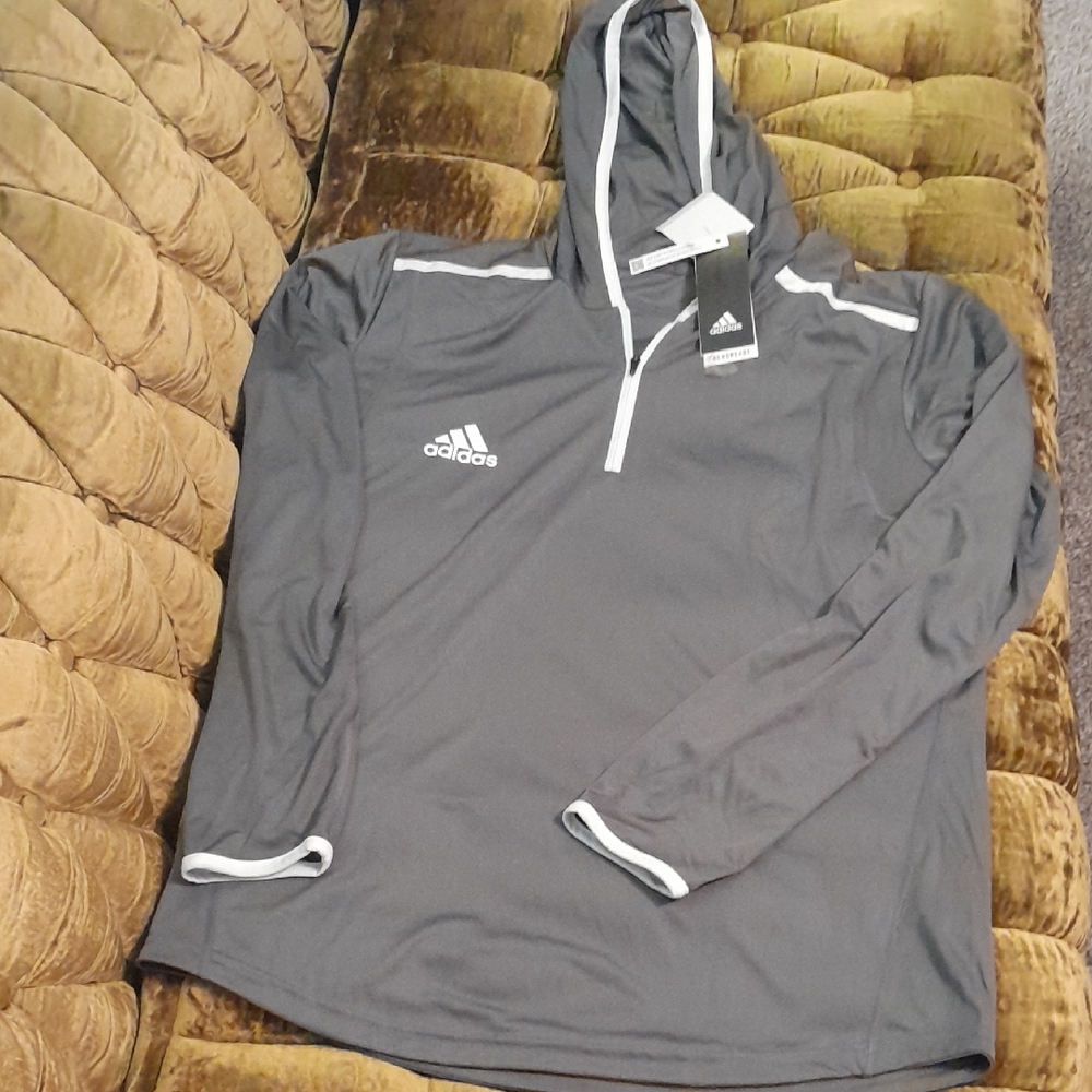 Adidas Charcoal Aeroready Pullover with White Trim